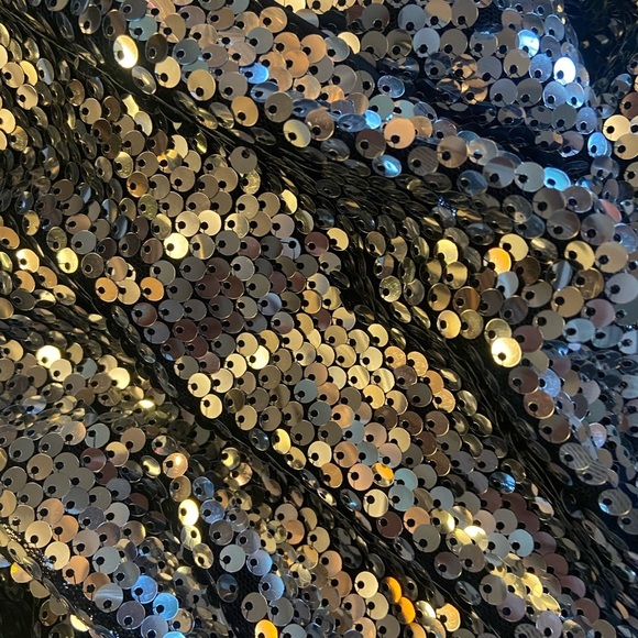 Shinevan Hi Party Sequin Bomber Jacket Silver and Black Full Zip Party Fun - Picture 6 of 6